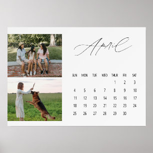 Luxe Script Easel Calendar April 2027 Holder