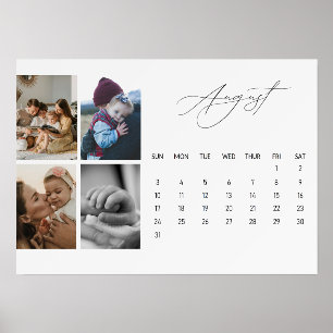 Luxe Script Easel Calendar August 2025 Holder