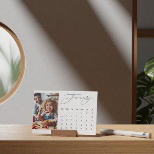 Luxe Script Easel Calendar January 2026 Holder