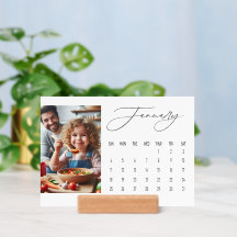 Luxe Script Easel Calendar January 2026