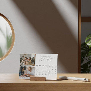 Luxe Script Easel Calendar July 2026 Holder