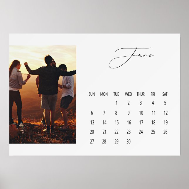 Luxe Script Easel Calendar June 2027 Holder (Front)