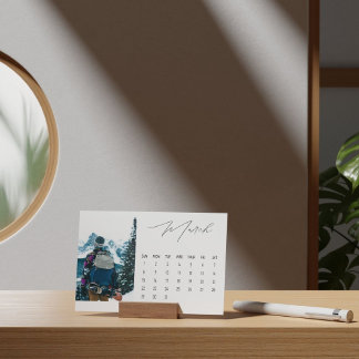 Luxe Script Easel Calendar March 2026 Holder