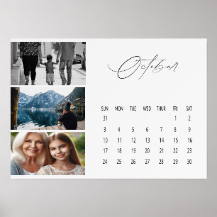 Luxe Script Easel Calendar October 2027 Holder