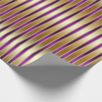 Royal Damask Crushed Velvet Purple Plumbrella Gold Wrapping Paper