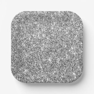 Luxe Silver Glitter Party Paper Napkin Plates