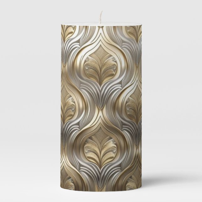 Luxe Silver Gold Curvy Stripes Candle (Front)