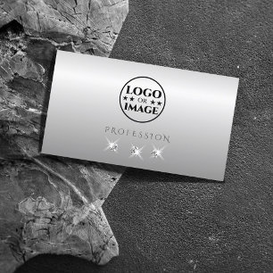 Luxe Silver Gray Ombre Sparkling Diamonds Add Logo Business Card