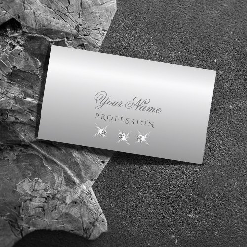 Luxe Silver Gray Ombre Sparkling Diamonds Elegant Business Card