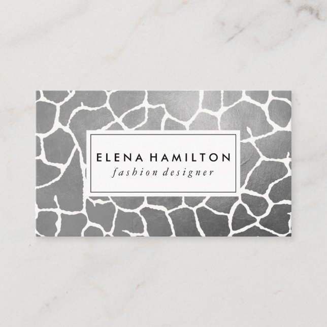 Luxe Silver Pattern Business Card (Front)