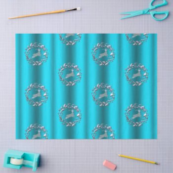 Luxe Silver Reindeer Aqua Christmas