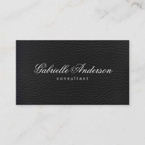 Luxe Simple Black Leather Business Card