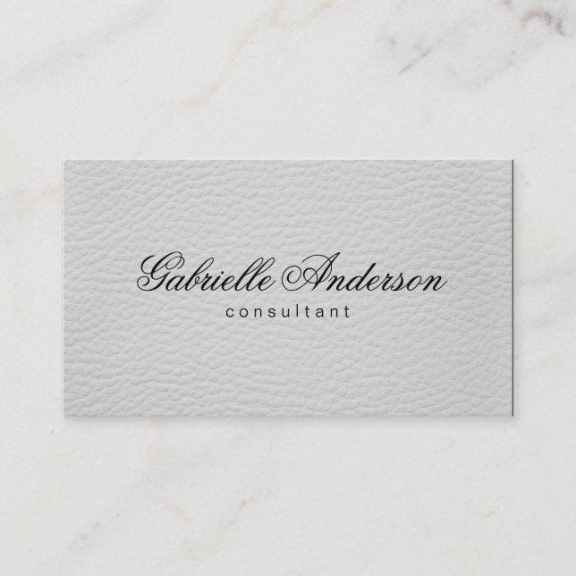 Luxe Simple White Leather Business Card (Front)