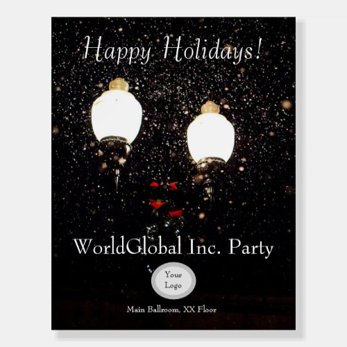 Luxe Snow Lights Black White Company Holiday Party Foam Board