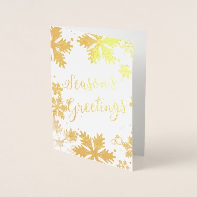 Luxe snowflakes Corporate Holiday Greeting Foil Card (Front)