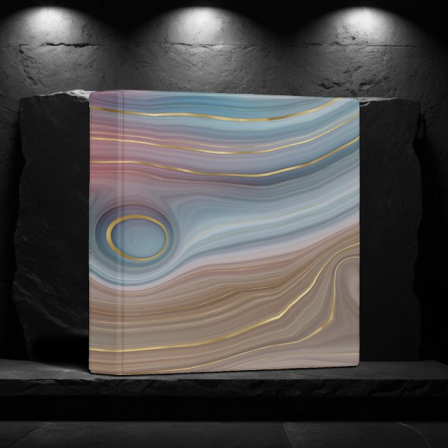 Luxe Strata | Dusty Slate Blue Taupe Pink Agate 3 Ring Binder (Creator Uploaded)