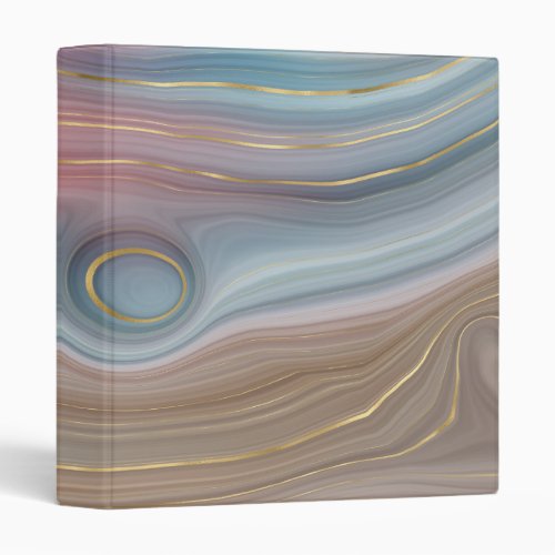 Luxe Strata  Dusty Slate Blue Taupe Pink Agate 3 Ring Binder