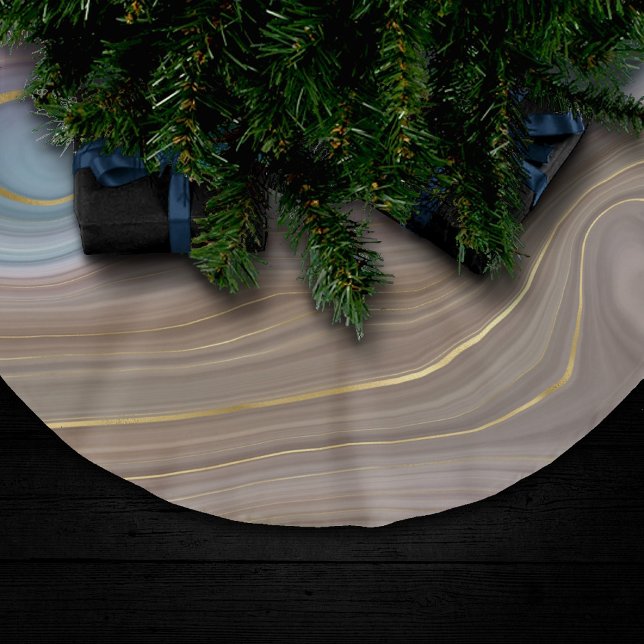 Luxe Strata | Dusty Slate Blue Taupe Pink Agate Brushed Polyester Tree Skirt (Creator Uploaded)