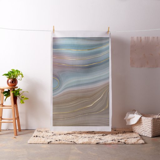 Luxe Strata | Dusty Slate Blue Taupe Pink Agate Fabric