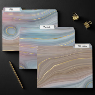 Luxe Strata Dusty Slate Blue Taupe Pink Agate File Folder