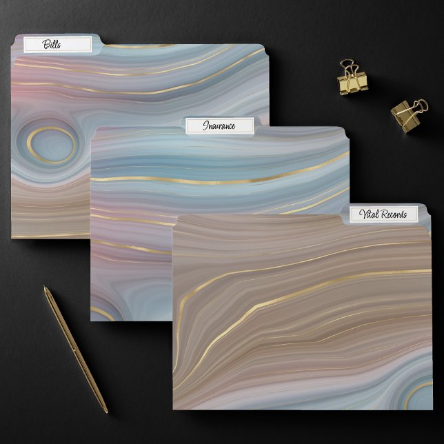 Luxe Strata | Dusty Slate Blue Taupe Pink Agate File Folder (Creator Uploaded)
