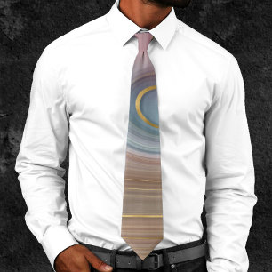 Luxe Strata Dusty Slate Blue Taupe Pink Agate Neck Tie