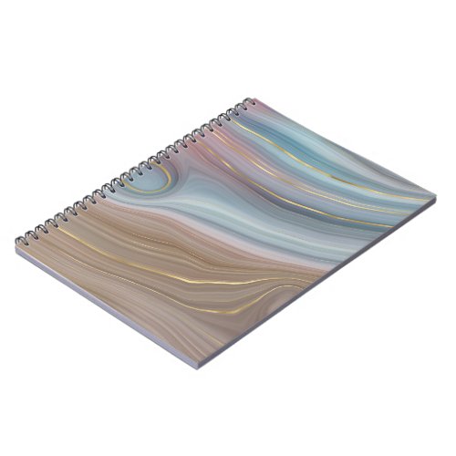 Luxe Strata  Dusty Slate Blue Taupe Pink Agate Notebook