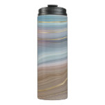 Luxe Strata | Dusty Slate Blue Taupe Pink Agate Thermal Tumbler