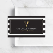 Luxe Striped Gold Whisk Spoon Logo Bakery, Chef Business Card at Zazzle