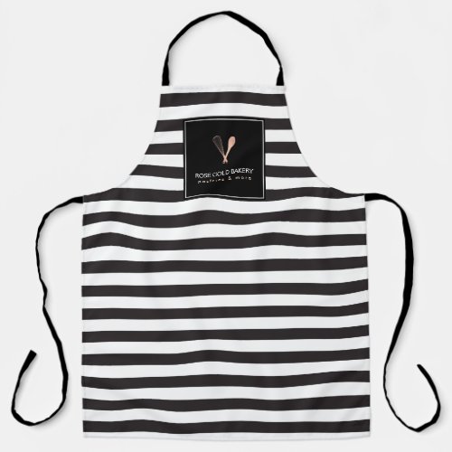 Luxe Striped Rose Gold Whisk Spoon Logo Apron