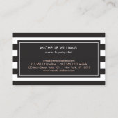 Luxe Striped Rose Gold Whisk Spoon Logo Bakery Business Card (Back)