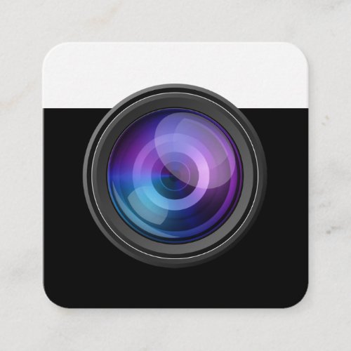 Luxe Style Photographer Camera Lens Square Business Card