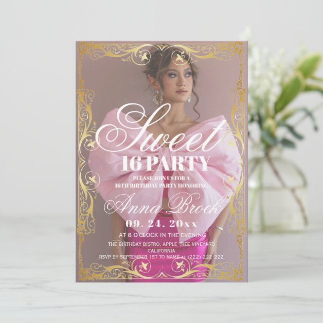 Luxe Sweet 16 Birthday Party Invitation (Standing Front)