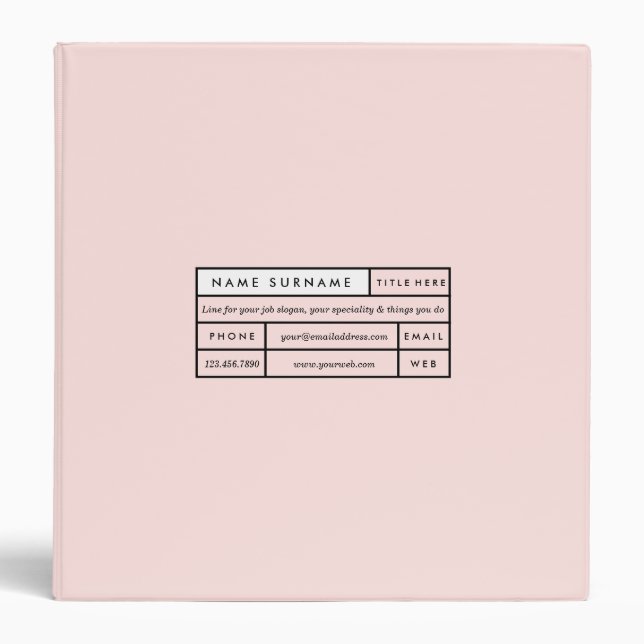 Luxe Trendy Modern Minimalist Pastel Rose 1.5" 3 Ring Binder (Front)