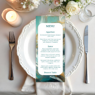 Luxe Turquoise and Gold Brushstrokes Menu