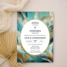 Luxe Turquoise Gold Brushstroke Wedding
