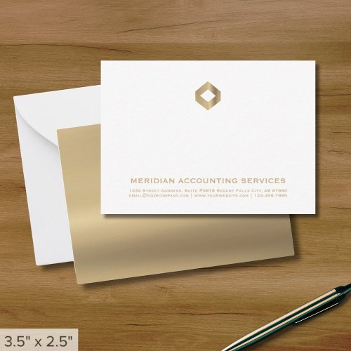 Luxe White and Gold Business Note Card