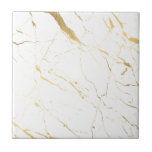 Luxe White and Gold Marble Ceramic Tile<br><div class="desc">A luxe modern motif of marble in high-contrast white and faux gold creates interest and intrigue on this ceramic tile. Art and design © 1201AM Design Studio | www.1201am.com</div>