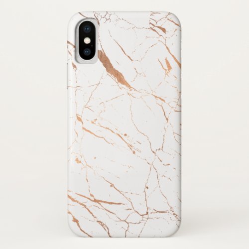 Luxe White and Rose Gold Marble iPhone X Case