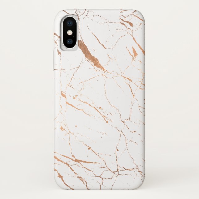 Luxe White and Rose Gold Marble Case-Mate iPhone Case (Back)
