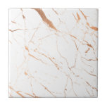 Luxe White and Rose Gold Marble Ceramic Tile<br><div class="desc">A luxe modern motif of marble in unexpected white and faux rose gold creates interest and intrigue on this ceramic tile. Art and design © 1201AM Design Studio | www.1201am.com</div>