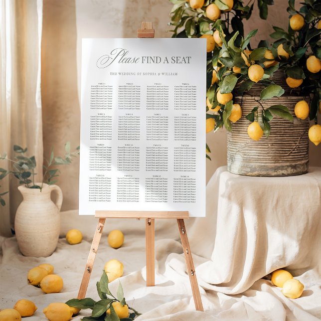 Luxe White and Sage Green | Wedding Seating Chart Foam Board (Creator Uploaded)