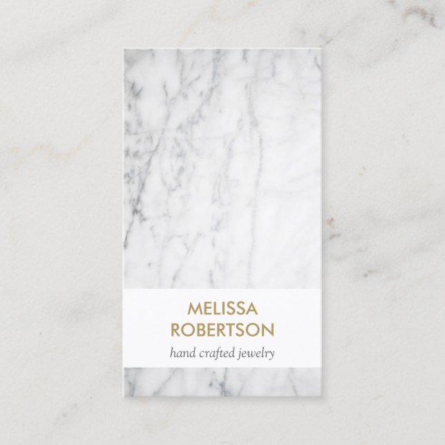 Luxe White Marble for Jewelry Designer Business Card (Front)