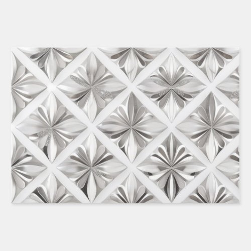 Luxe White Marble Silver Glitter Wrapping Paper