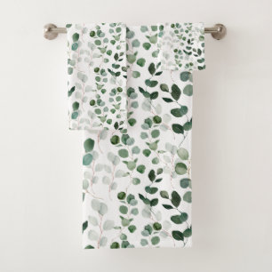 LUXE WHITE SAGE GREEN BOTANICAL BATHROOM TOWEL SET