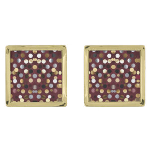 Luxe Wine Red with Gold & Silver Dot Cufflinks