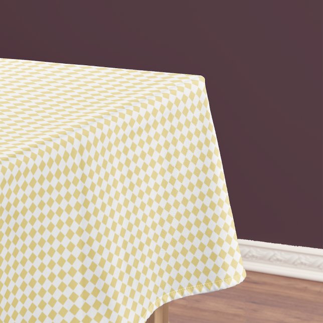 Luxe Yellow Gold White Checkered Pattern Retro Tablecloth (Luxe Yellow Gold White Checkered Pattern Retro Tablecloth)