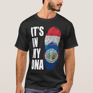 Luxembourg And Belizean Mix DNA Heritage Flag T-Shirt