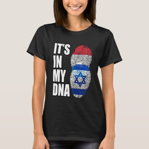 Luxembourg And Israeli Mix DNA Heritage Flag T_Shirt