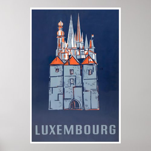 Luxembourg Art European Travel Poster Vintage